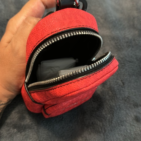 MK Red mini backpack with belt holder coin purse and keychain - Picture 3 of 4